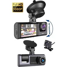 Araç Içi 3 Kameralı 1080P /2.0 Inç LCD Ekranlı /gece Görüşlü /geri Görüş/ G-Sensör /hareket Algılama