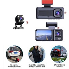 Araç Içi 3 Kameralı 1080P /2.0 Inç LCD Ekranlı /gece Görüşlü /geri Görüş Kamera/hareket Algılama