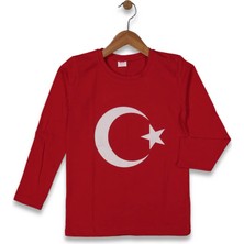 Çocuk Bayrak Baskılı Uzun Kol Tişört BGL-ST04462