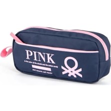 Lacivert Pembe 2 Bölmeli Kalem Çantası B1012