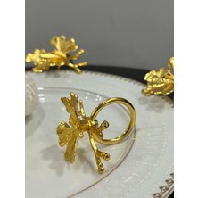 6'lı Ikili Kelebek Dallı Gold Halka Peçete Yüzüğü
