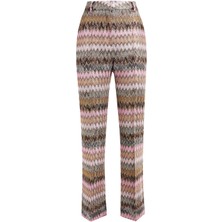 Zigzag Desenli Lame Viskon Karışımlı Kısa Pantolon