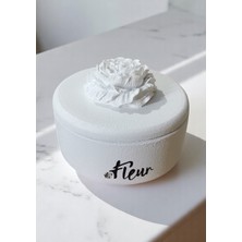 Fleur - Çiçek Kapaklı Dekoratif ve Hediyelik Takı Tabağı, Sunumluk ve Çok Amaçlı Beton Kap