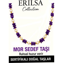Sertifikalı Kırık Taşlı Model Inci - Mor Sedef Taşı Kolye