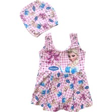 Kız Çocuk Pembe Renk Boneli Etekli Mayo