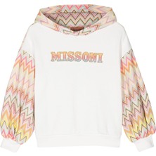 Çocuklar Için Zigzag Desenli Kapüşonlu Sweatshirt