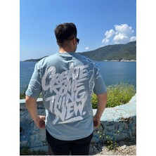 Erkek Bisiklet Yaka Oversize Baskılı T-Shirt