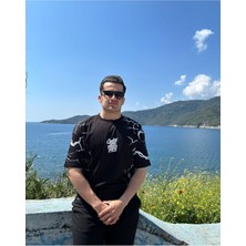 Erkek Bisiklet Yaka Oversize Baskılı T-Shirt