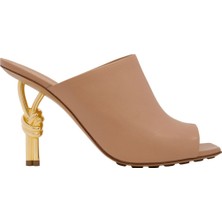 Ikonik Düğüm Detaylı Deri Topuklu Terlik - Natural