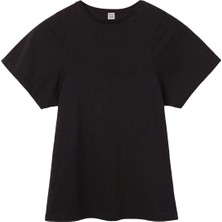 Eğimli Dikişli Tişört - Siyah