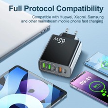 Nealdin 65W 3 USB+ 2 TYPE-C Girişli Hızlı Şarj Adaptörü Uyumlu