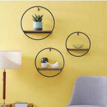 Ahşaplı Kitaplık Yuvarlak Tasarım 3'lü Kitaplık