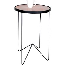 Abronya Yan Sehpa Metal Ayaklı Sehpa Yuvarlak Tasarım Sehpa