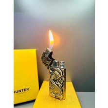 Yeni Nesil Ejderha Tasarım Çift Alev Gazlı Metal Timsah Çakmak