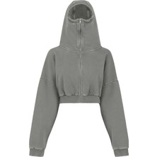 Kısa Fermuarlı Kadın Sweatshirt