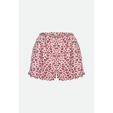 Kadın Ince Askılı Desenli Pamuklu Şortlu Pijama Takımı