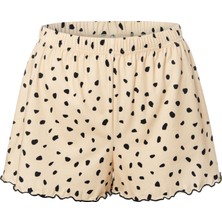 Kadın Ince Askılı Desenli Pamuklu Şortlu Pijama Takımı
