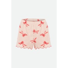 Kadın Ince Askılı Desenli Pamuklu Şortlu Pijama Takımı