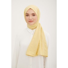 Armine Çizgi Desen Pamuksu Dokulu Jazz Şal Soft Sarı