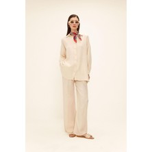 Pantolon Gömlek Pamuklu Salaş Takım Bej 9311-TK