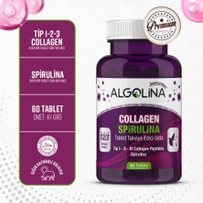 Algolina Collagen + Spirulina Tablet Takviye Edici Gıda - 1260 mg 60 Tablet - (Kolajen Tip 1 2 3)