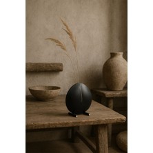 Barine Dokulu Mat Pirinç Antik Bitişli Yuvarlak Dekoratif Vazo Siyah-Gold 11 cm