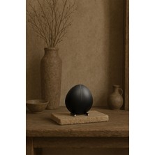 Barine Dokulu Mat Pirinç Antik Bitişli Yuvarlak Dekoratif Vazo Siyah-Gold 9x4 cm