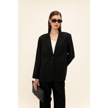 Mono Yaka Oversize Blazer Ceket Siyah 8262