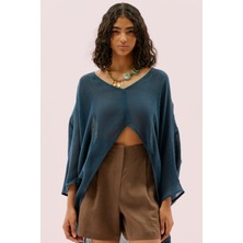 Yarasa Kol Dekolteli Bluz Lacivert Y2564109_015