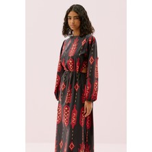 Sırtı Bağlama Detaylı Beli Lastikli Uzun Elbise Standart Renk Y2563120_089