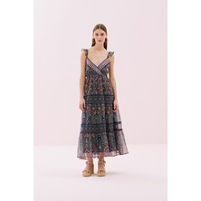 Kruvaze Sırt Dekolteli Midi Boy Elbise Standart Renk Y2562115_089