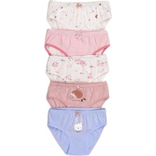 Özkan 41603 5'li Paket Kız Çocuk Karışık Renkli Desenli Pamuklu Yumuşak Slip Külot