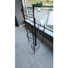 5 Gözlü Siyah Metal Saksılık | Dekoratif Çiçeklik Standı 100 cm