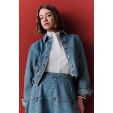 Manuka Kısa Denım Gömlek Ceket Mavi