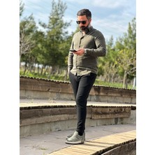 Green Batson 0015 Hakiki Deri Erkek Sneaker Haki Yeşil
