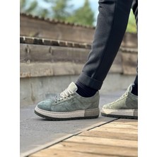 Green Batson 0015 Hakiki Deri Erkek Sneaker Haki Yeşil