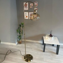Bamyum Modern Cam Bal Rengi Lambader Metal Malzeme ile Sarı Renkli Salon İçin Dekoratif Aydınlatma
