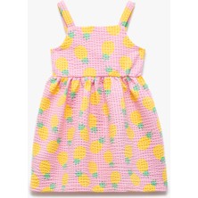 Koton Kare Yaka Düğmeli Ananas Desenli Askılı Elbise