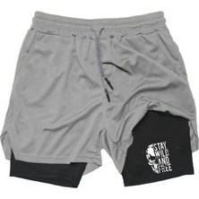 Aytok Tekstil Makiteks Baskılı Makiteks Sporcu Şortu, Alt Siyah Tayt Görünümlü Çok Cepli Taytlı Spor Şortu