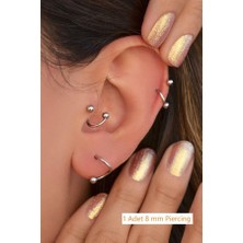 Sacce Scarves & Accessories Kıvrımlı Çelik Spiral Piercing 8 mm Tragus Helix Kıkırdak Dudak Gümüş Renkli