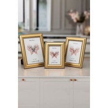 Berlin Dekoratif Resim Çerçevesi 3'lü Gold Ayarlanabilir Ayaklı-Duvara Asılabilir
