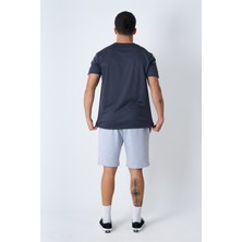 Behind Look Bisiklet Yaka Kappa T-Shirt Füme