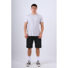 Behind Look Bisiklet Yaka Modal Flamlı Düz T-Shirt Gri
