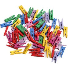 100 Adet Dekoratif Mini Mandal Renkli Ahşap Çerçeve Süsleme Mandalı 2,5 cm