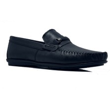 Golden Shoes Siyah Desenli  Deri Günlük Erkek Loafer Ayakkabı