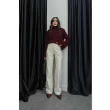 Kadın Ekru Straight Ekru Jean