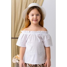 Miniğimin Cicileri Fiyonk Detaylı Leopar Desenli Kız çocuk takım - Beyaz