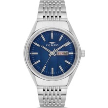 Ferro FM43012A-A3 Quartz Çelik Gri Lacivert Kadran 40 mm Erkek Kol Saati