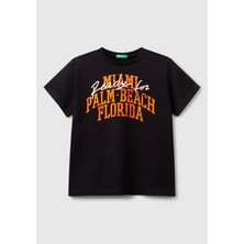 United Colors Of Benetton Erkek Çocuk Siyah Grafik Baskılı Kısa Kollu T-Shirt