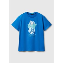 United Colors Of Benetton Erkek Çocuk Siyah Grafik Baskılı Kısa Kollu T-Shirt